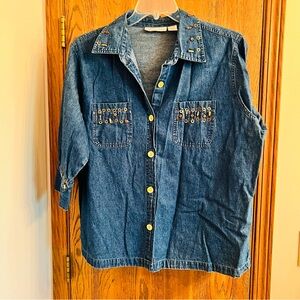 Denim shirt with Wood detail - 2X